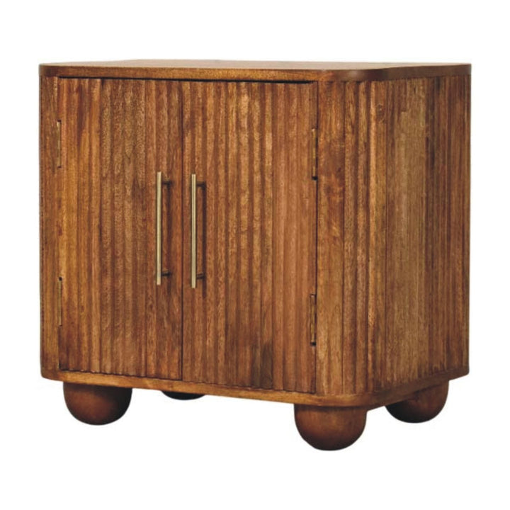 Handcrafted Mini Sideboard - Solid Mango Wood Buffet Cabinet for Dining Room - product view 3 showing handcrafted solid...