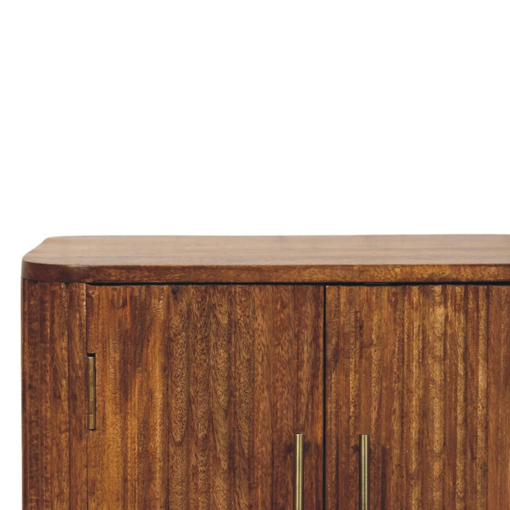 Handcrafted Mini Sideboard - Solid Mango Wood Buffet Cabinet for Dining Room - product view 4 showing handcrafted solid...