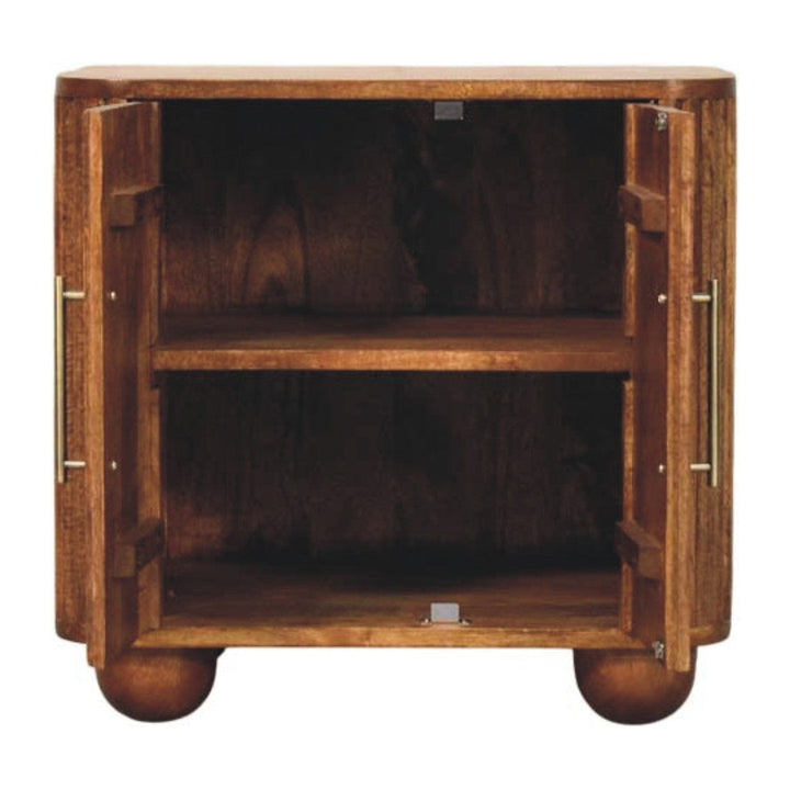 Handcrafted Mini Sideboard - Solid Mango Wood Buffet Cabinet for Dining Room - product view 6 showing handcrafted solid...