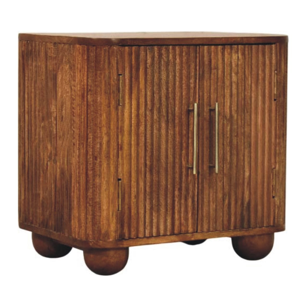 Handcrafted Mini Sideboard - Solid Mango Wood Buffet Cabinet for Dining Room - product view 2 showing handcrafted solid...