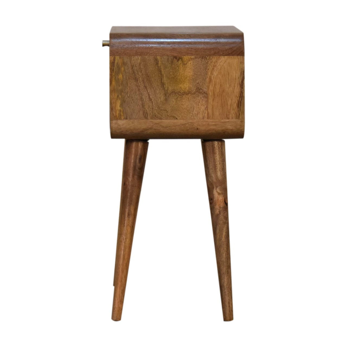 Handcrafted Mini Woven Nightstand - Solid Mango Wood Bedside Table for Bedroom - product view 8 showing handcrafted solid...