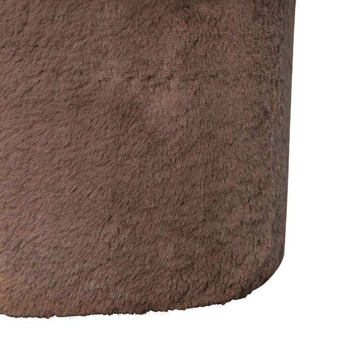 Handcrafted Mocha Faux Fur Mushroom Footstool - Solid Mango Wood Accent Stool for Living Room - product view 7 showing...