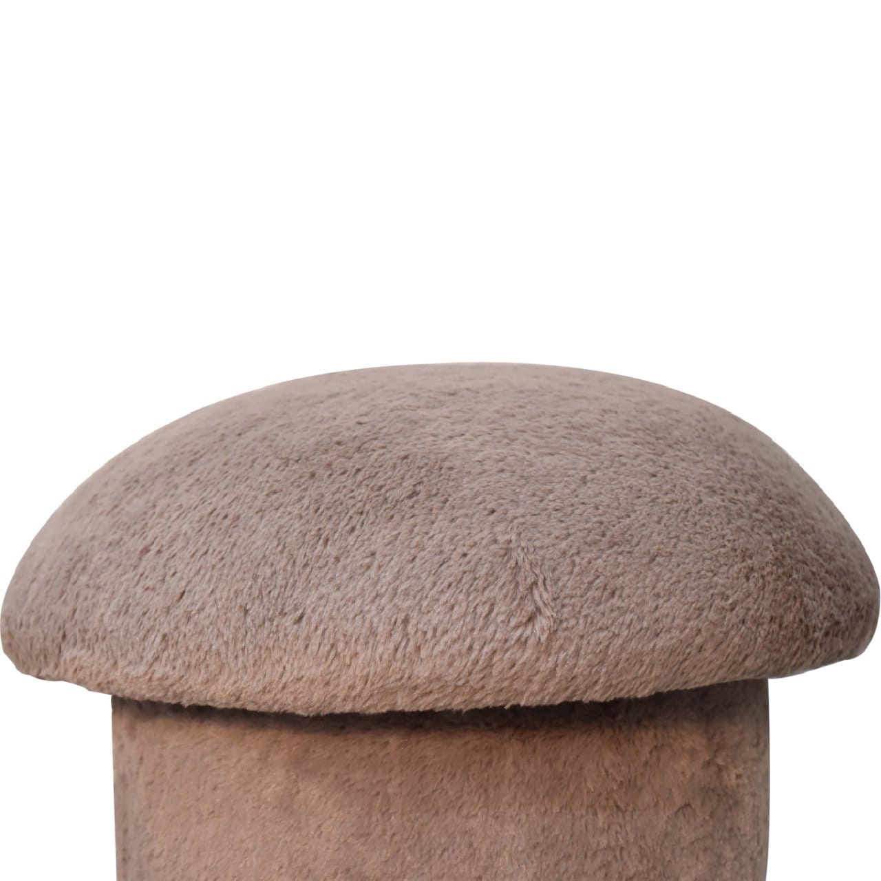 Handcrafted Mocha Faux Fur Mushroom Footstool - Solid Mango Wood Accent Stool for Living Room - product view 4 showing...