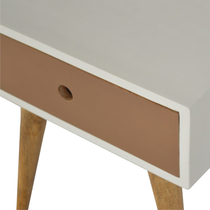Handcrafted Mocha Nightstand - Solid Mango Wood Bedside Table for Bedroom - product view 3 showing handcrafted solid...