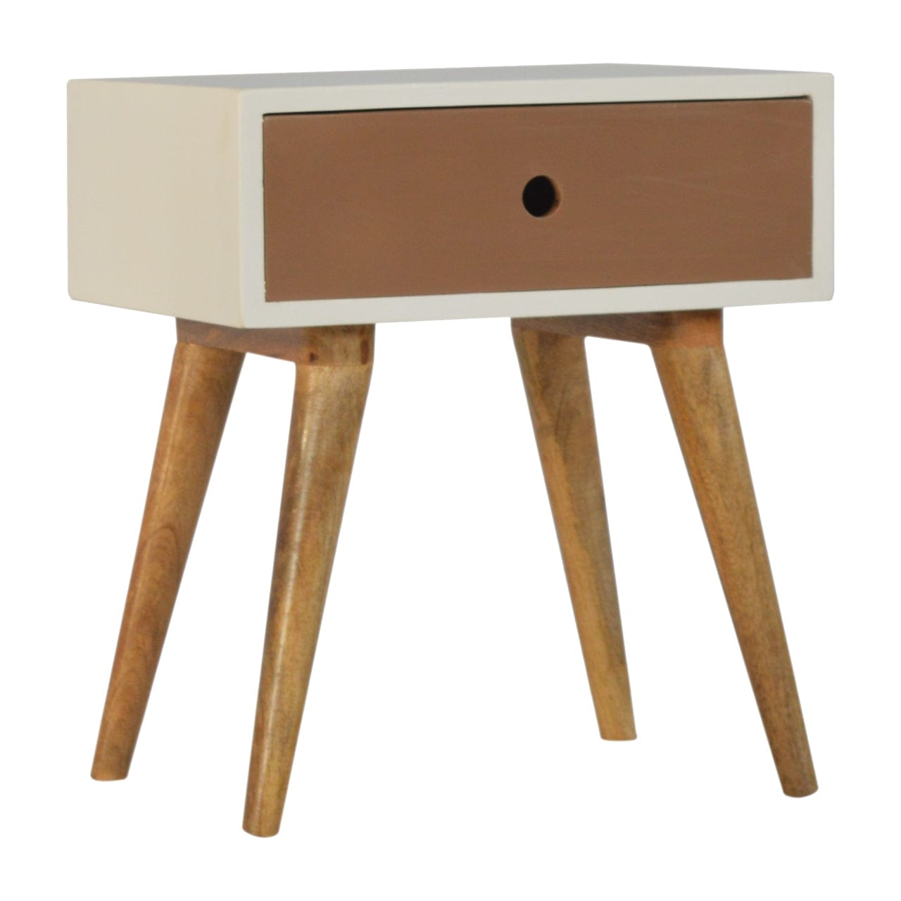 Handcrafted Mocha Nightstand - Solid Mango Wood Bedside Table for Bedroom - main view showing handcrafted solid mango...