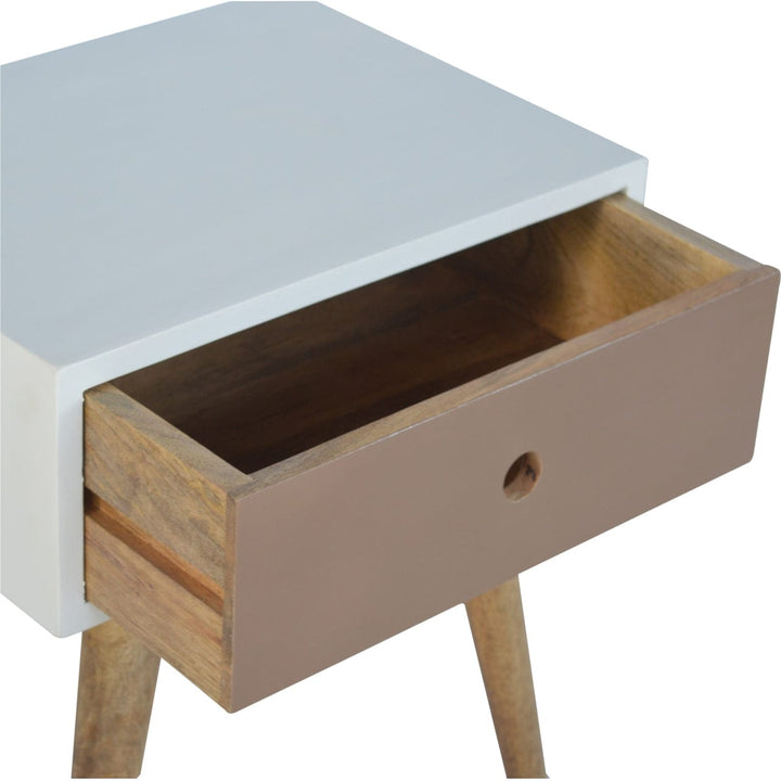 Handcrafted Mocha Nightstand - Solid Mango Wood Bedside Table for Bedroom - product view 6 showing handcrafted solid...