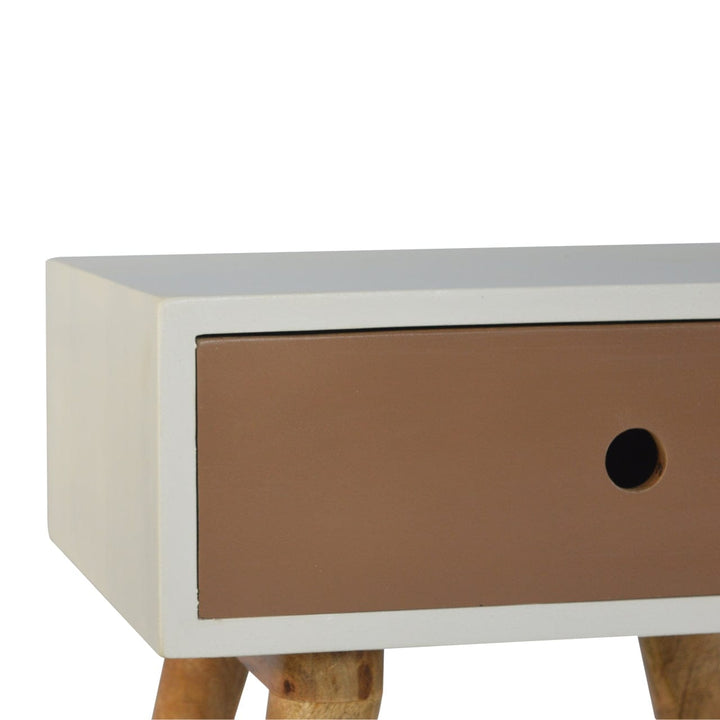 Handcrafted Mocha Nightstand - Solid Mango Wood Bedside Table for Bedroom - product view 4 showing handcrafted solid...