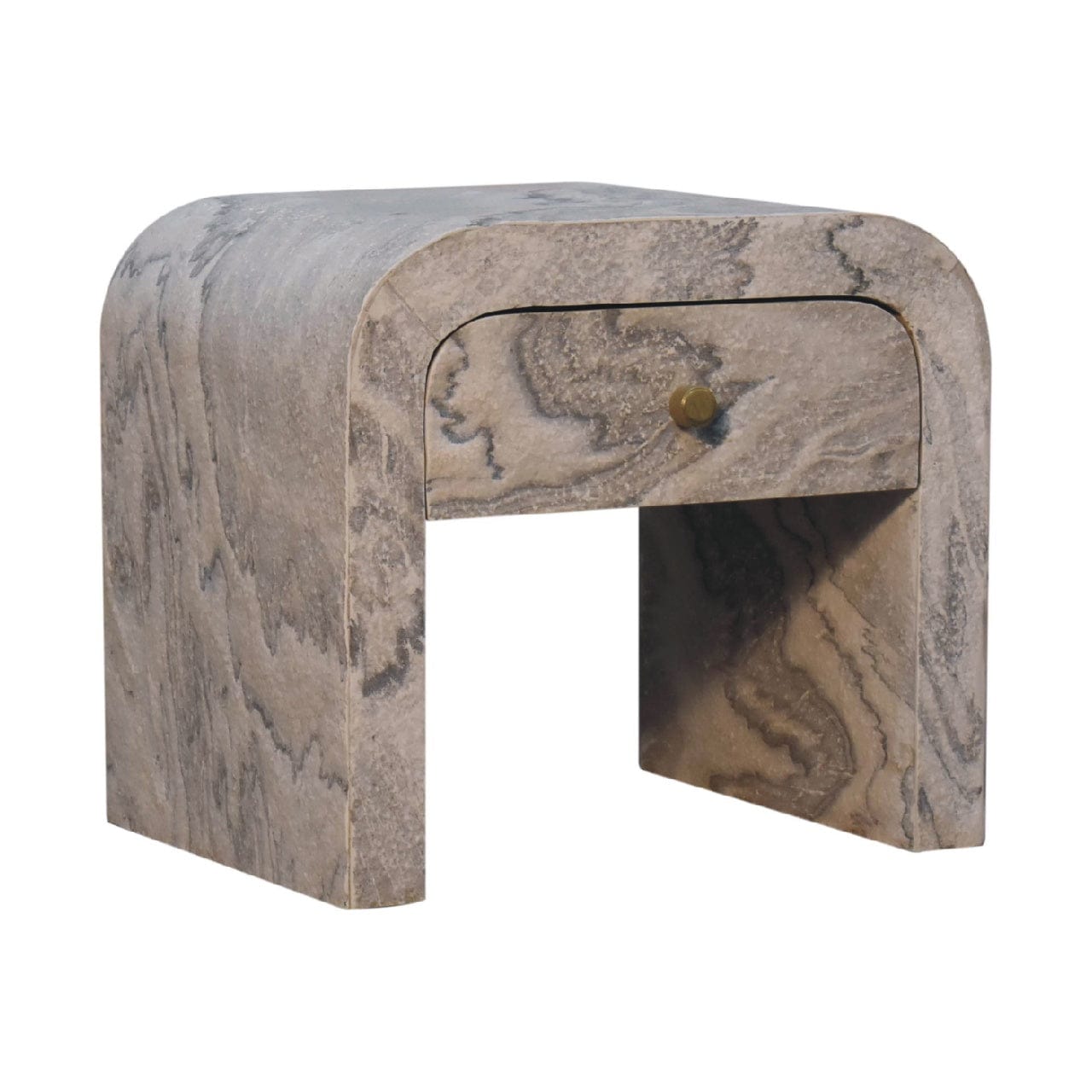 Nouveau Nightstand - Solid Mango Wood Bedside Table for Bedroom - product view 2 showing handcrafted solid mango wood...