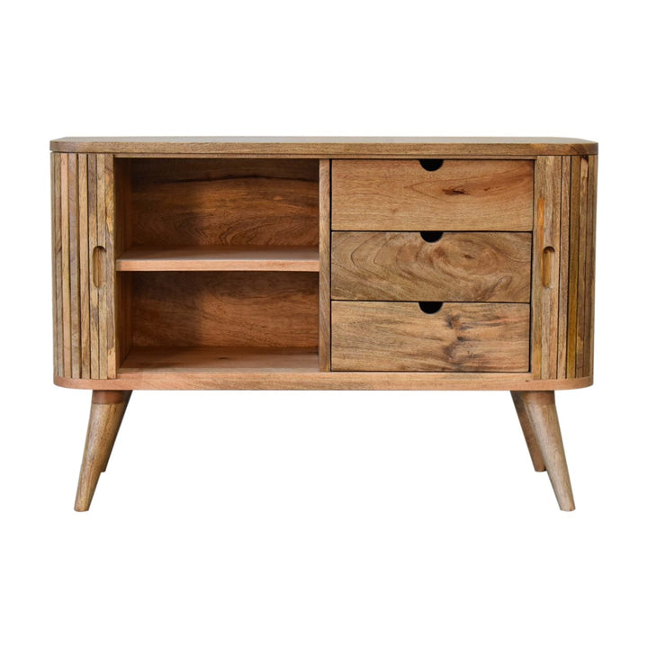 Handcrafted Mokka Sideboard - Solid Mango Wood Buffet Cabinet for Dining Room - product view 7 showing handcrafted solid...