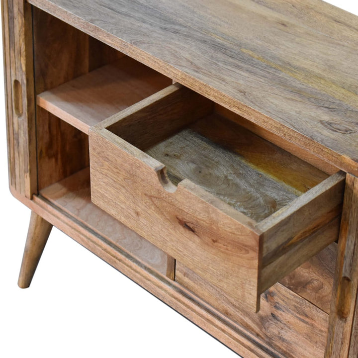 Handcrafted Mokka Sideboard - Solid Mango Wood Buffet Cabinet for Dining Room - product view 5 showing handcrafted solid...