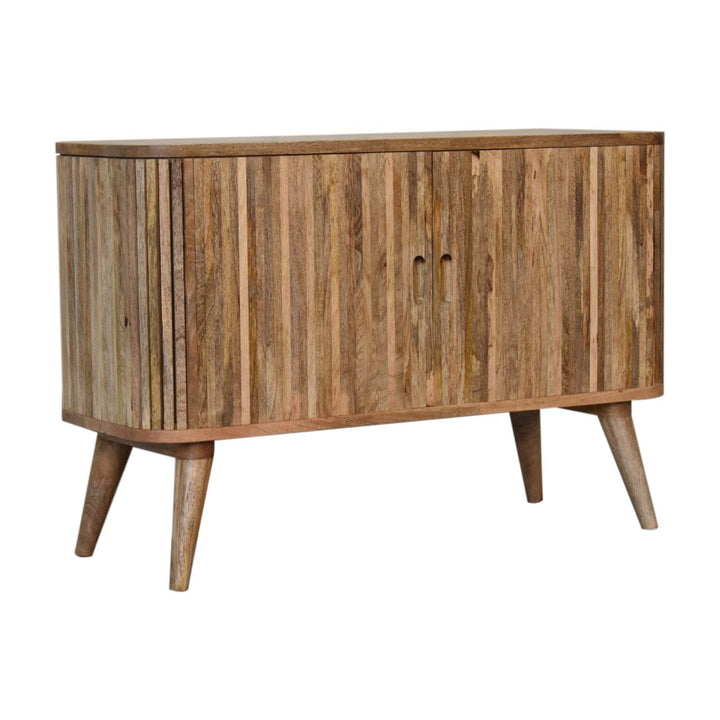 Handcrafted Mokka Sideboard - Solid Mango Wood Buffet Cabinet for Dining Room - product view 3 showing handcrafted solid...