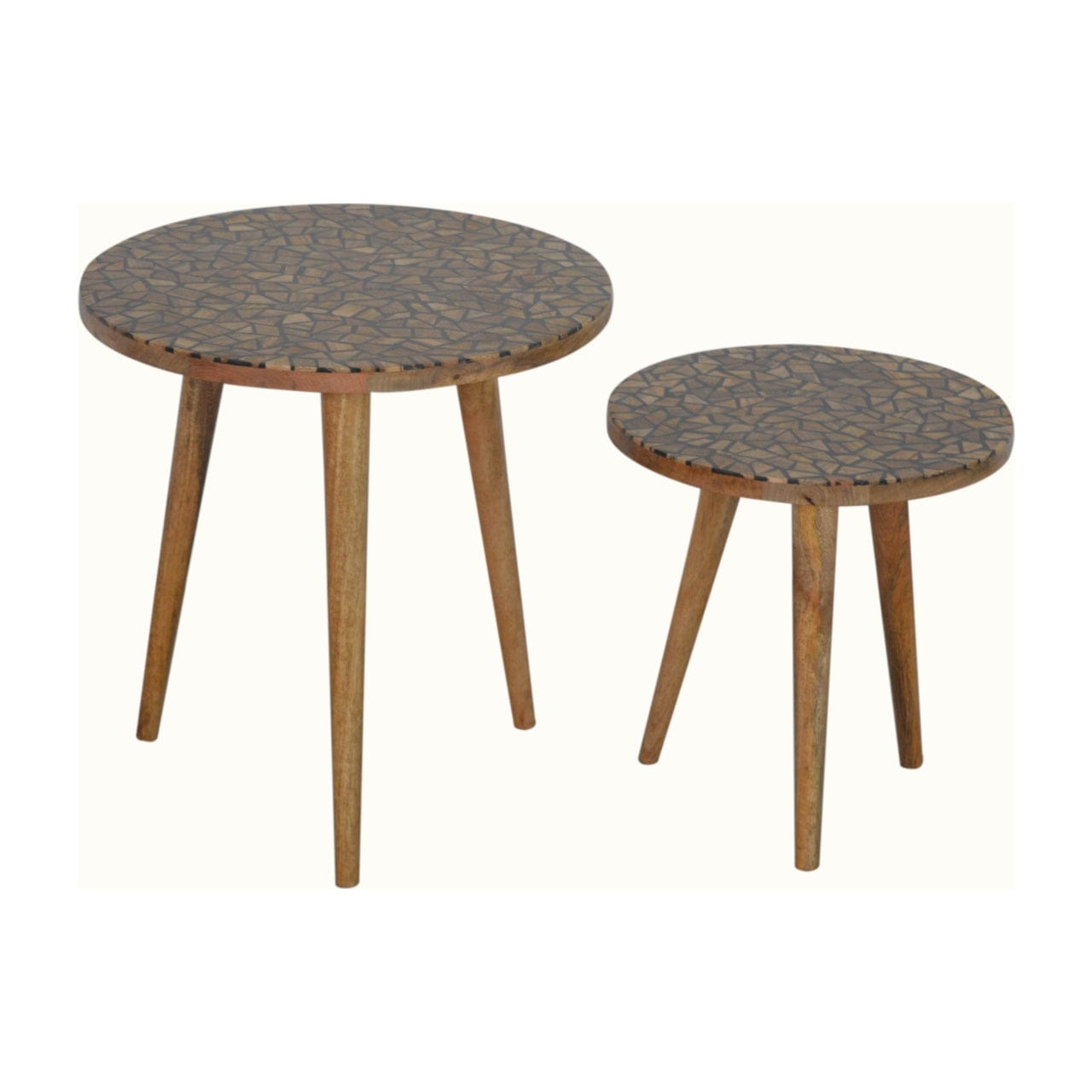 Handcrafted Tree Trunk Footstool - Solid Mango Wood Accent Stool for Living Room - product view 2 showing handcrafted...