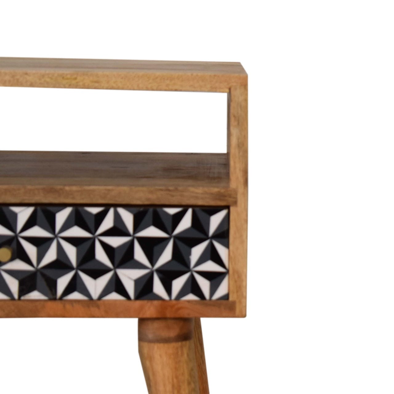 Handcrafted Mosaic Nightstand - Solid Mango Wood Bedside Table for Bedroom - product view 3 showing handcrafted solid...