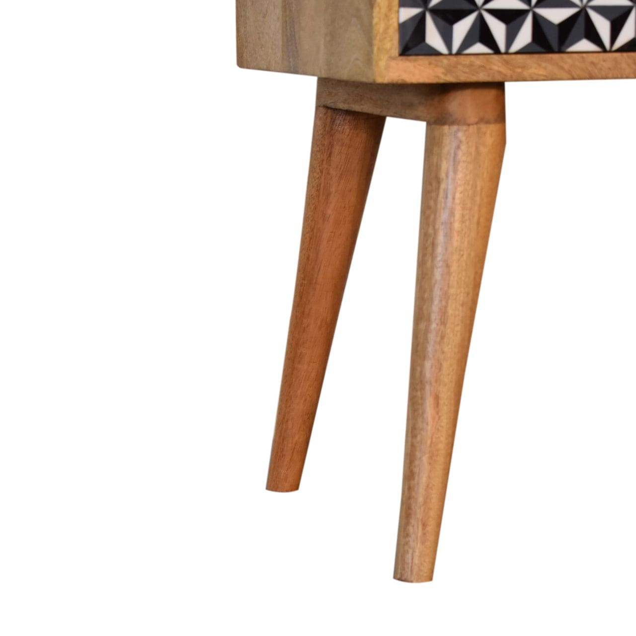 Handcrafted Mosaic Nightstand - Solid Mango Wood Bedside Table for Bedroom - product view 6 showing handcrafted solid...