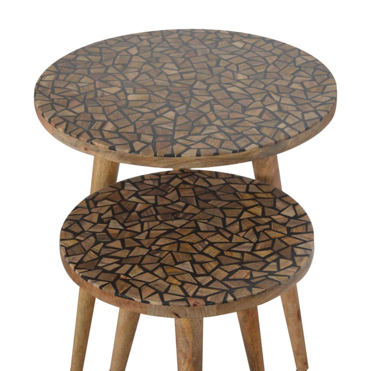 Handcrafted Tree Trunk Footstool - Solid Mango Wood Accent Stool for Living Room - product view 4 showing handcrafted...
