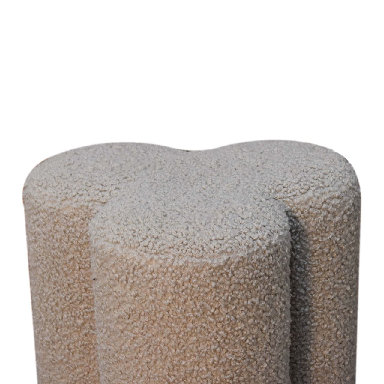 Handcrafted Mud Boucle Clover Footstool - Solid Mango Wood Accent Stool for Living Room - product view 5 showing...