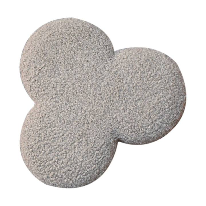 Handcrafted Mud Boucle Clover Footstool - Solid Mango Wood Accent Stool for Living Room - product view 8 showing...
