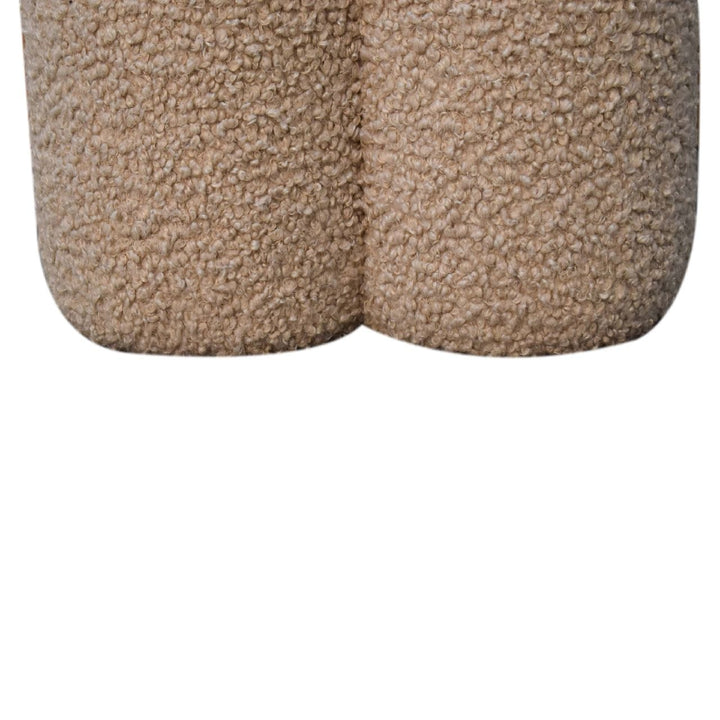 Handcrafted Mud Boucle Clover Footstool - Solid Mango Wood Accent Stool for Living Room - product view 7 showing...