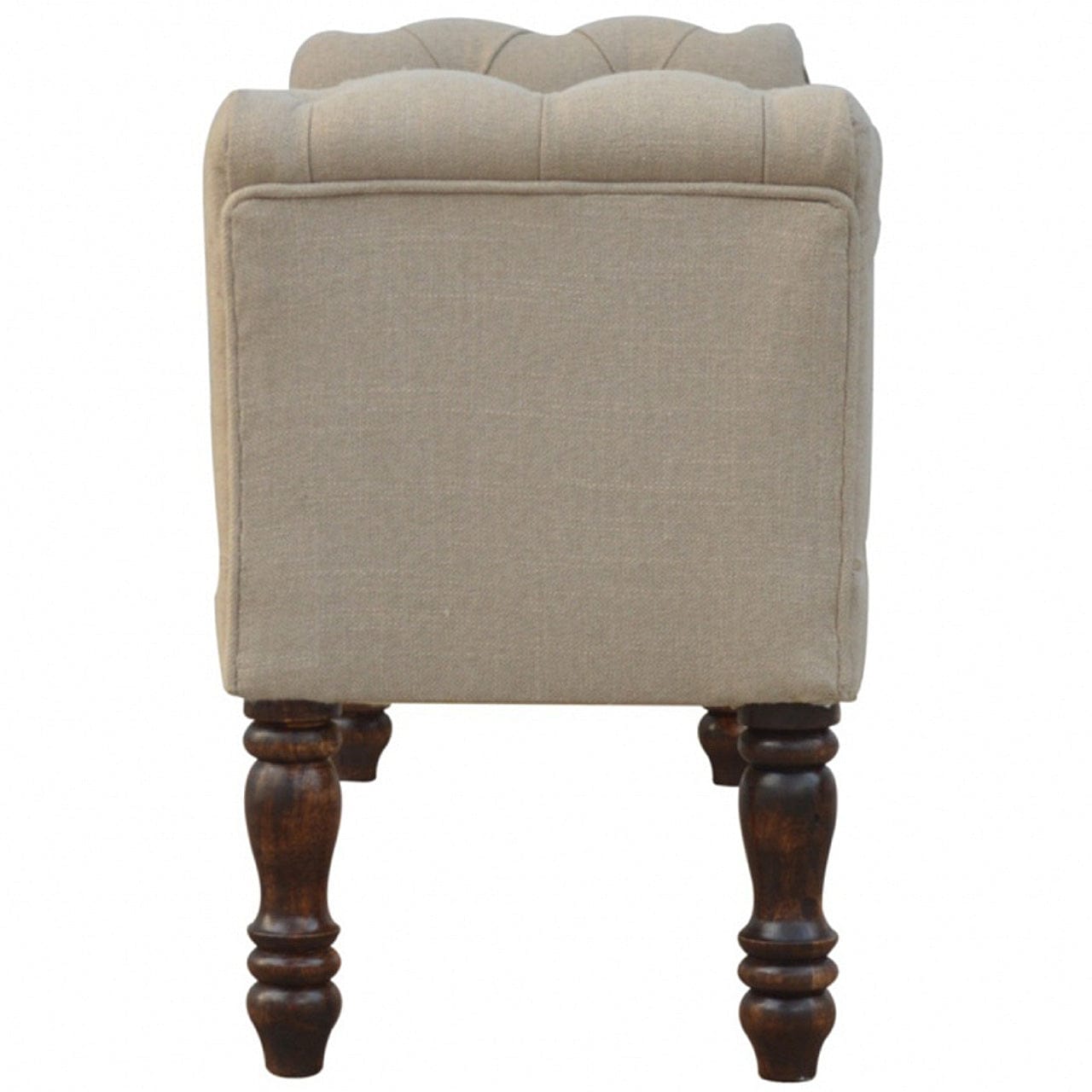 Handcrafted Mud Linen Bedroom Bench - Solid Mango Wood Seating Furniture for Entryway - product view 8 showing...