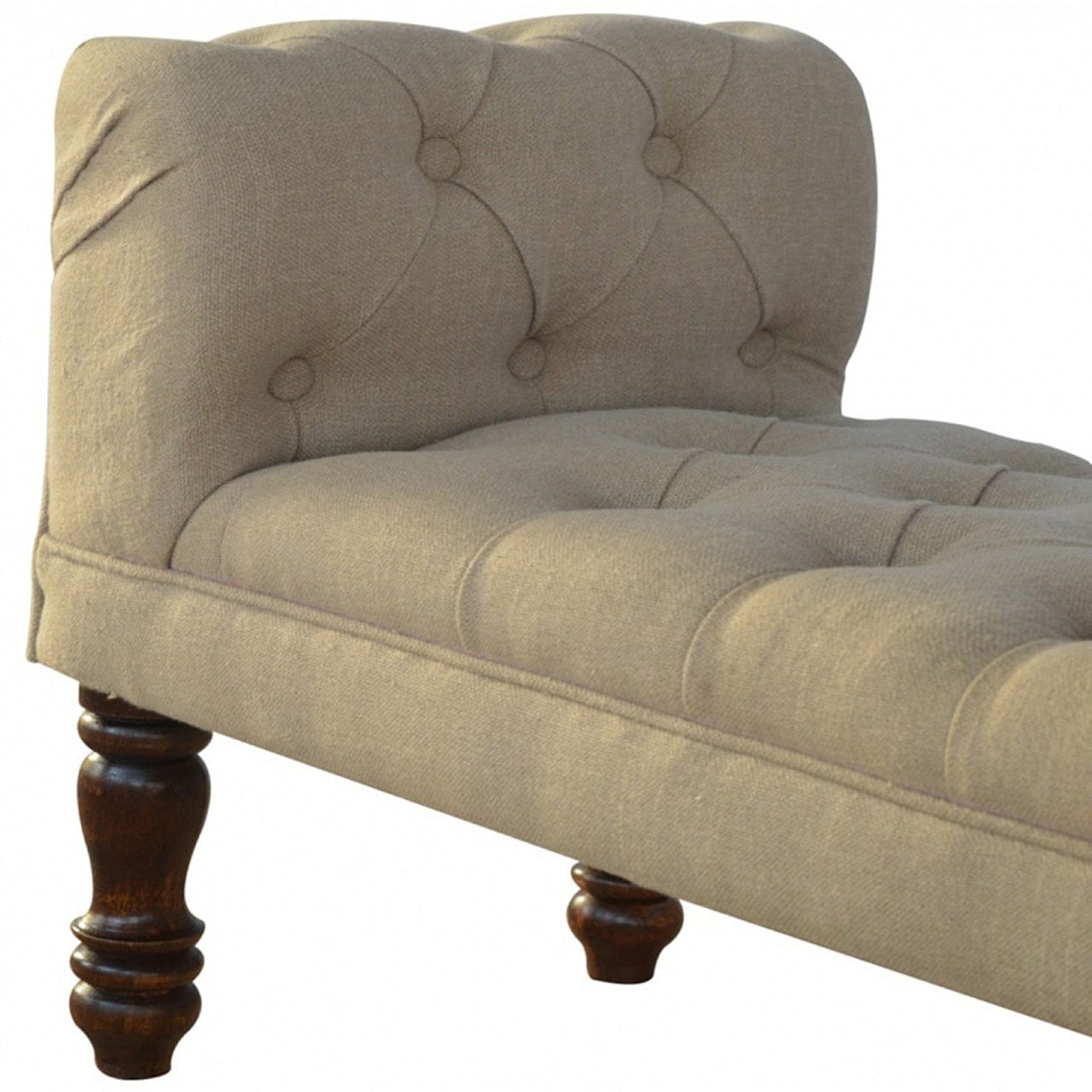 Handcrafted Mud Linen Bedroom Bench - Solid Mango Wood Seating Furniture for Entryway - product view 5 showing...