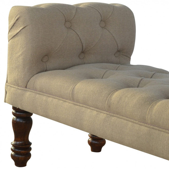 Handcrafted Mud Linen Bedroom Bench - Solid Mango Wood Seating Furniture for Entryway - product view 5 showing...