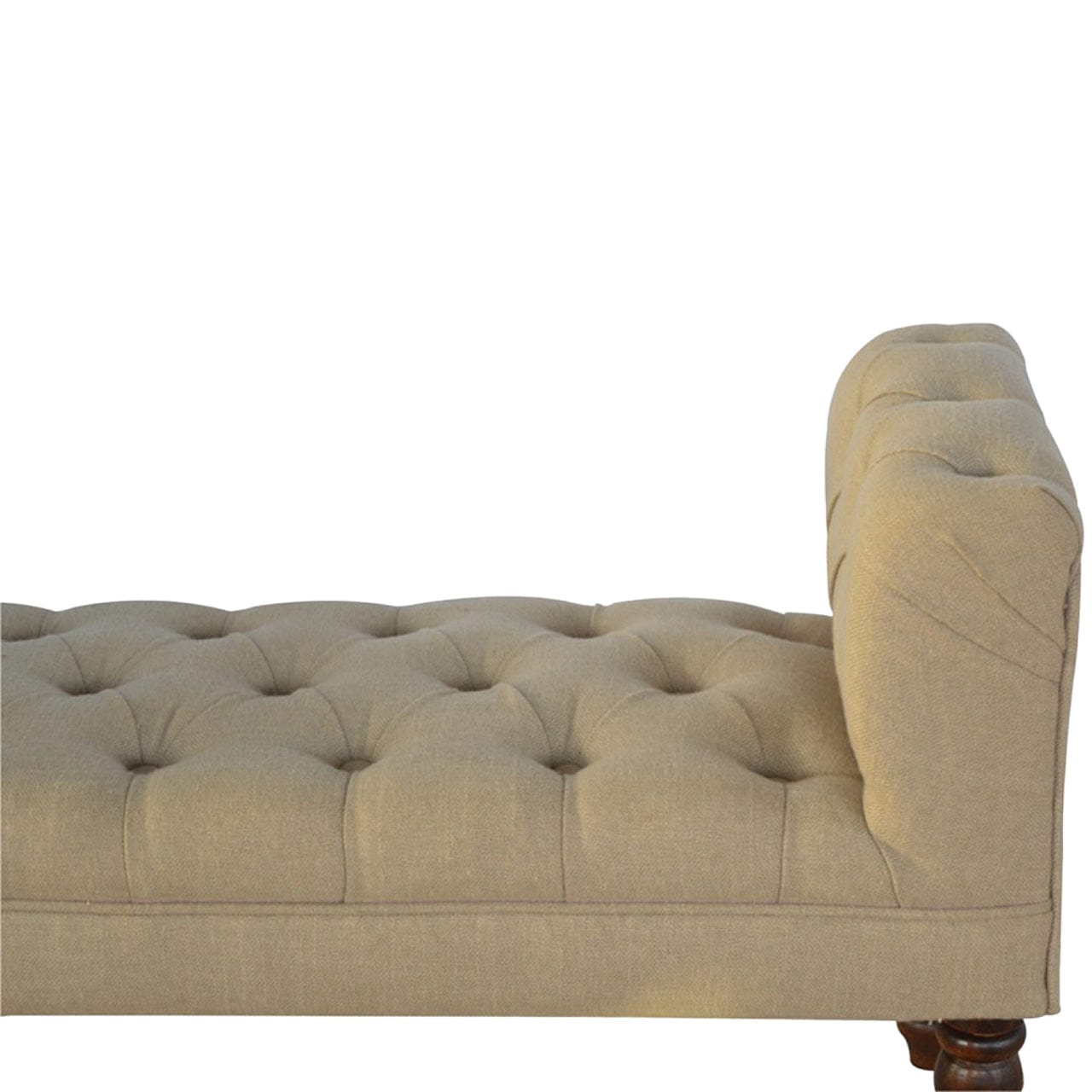 Handcrafted Mud Linen Bedroom Bench - Solid Mango Wood Seating Furniture for Entryway - product view 3 showing...