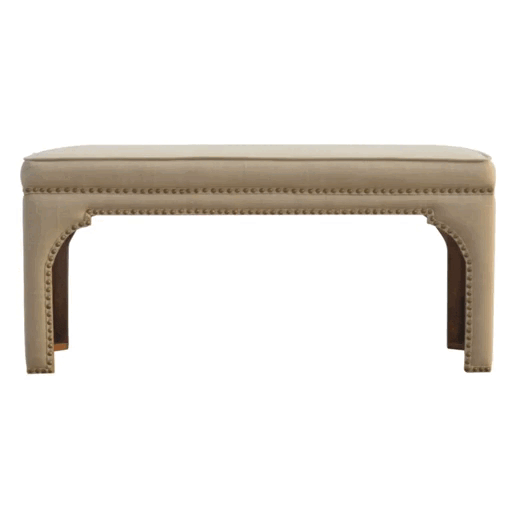 Handcrafted Mud Linen Occasional Bench - Solid Mango Wood Seating Furniture for Entryway - product view 8 showing...