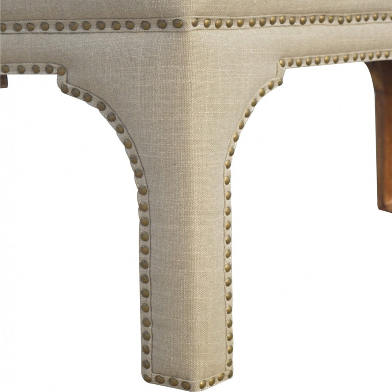 Handcrafted Mud Linen Occasional Bench - Solid Mango Wood Seating Furniture for Entryway - product view 6 showing...