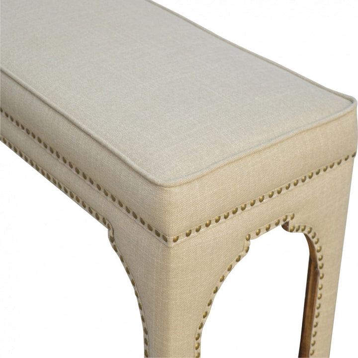Handcrafted Mud Linen Occasional Bench - Solid Mango Wood Seating Furniture for Entryway - product view 5 showing...