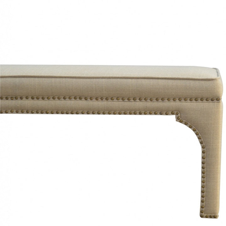 Handcrafted Mud Linen Occasional Bench - Solid Mango Wood Seating Furniture for Entryway - product view 3 showing...