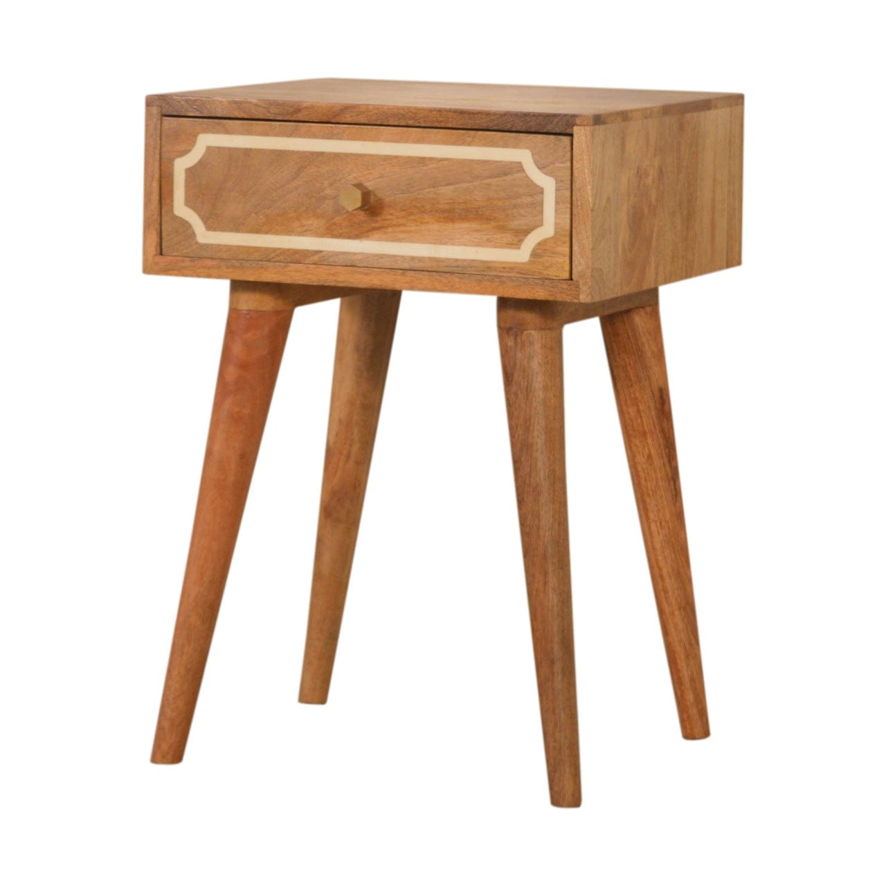 Handcrafted Nepal Nightstand - Solid Mango Wood Bedside Table for Bedroom - product view 2 showing handcrafted solid...