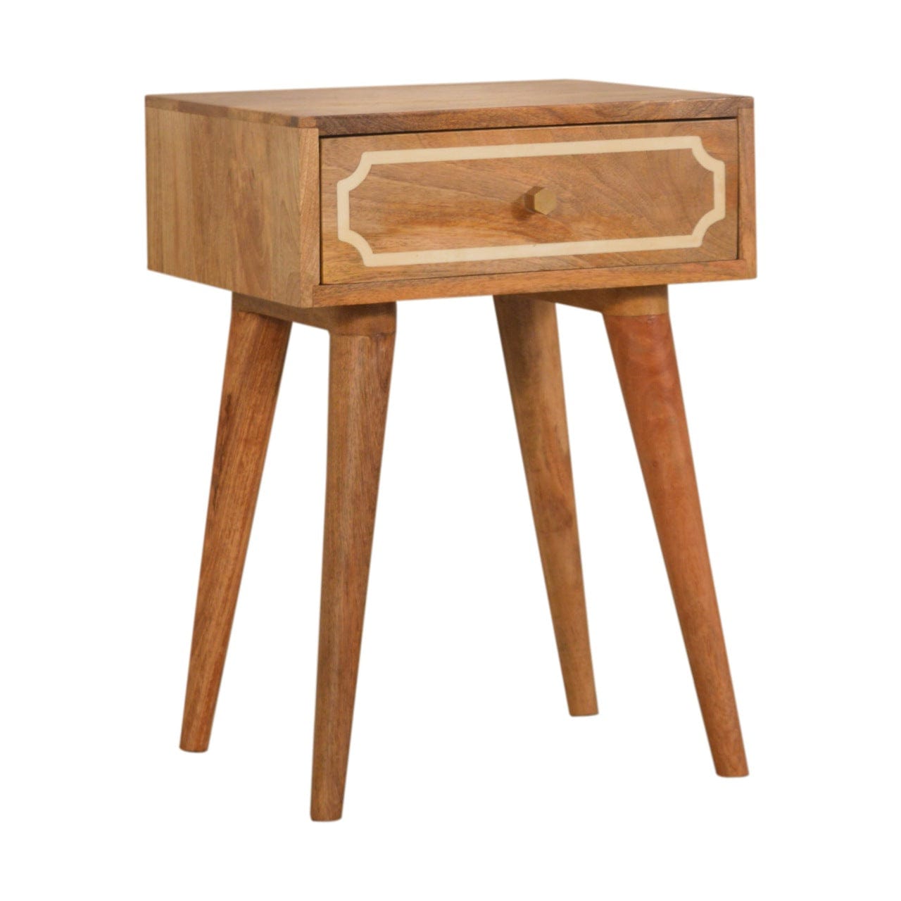 Handcrafted Nepal Nightstand - Solid Mango Wood Bedside Table for Bedroom - main view showing handcrafted solid mango...