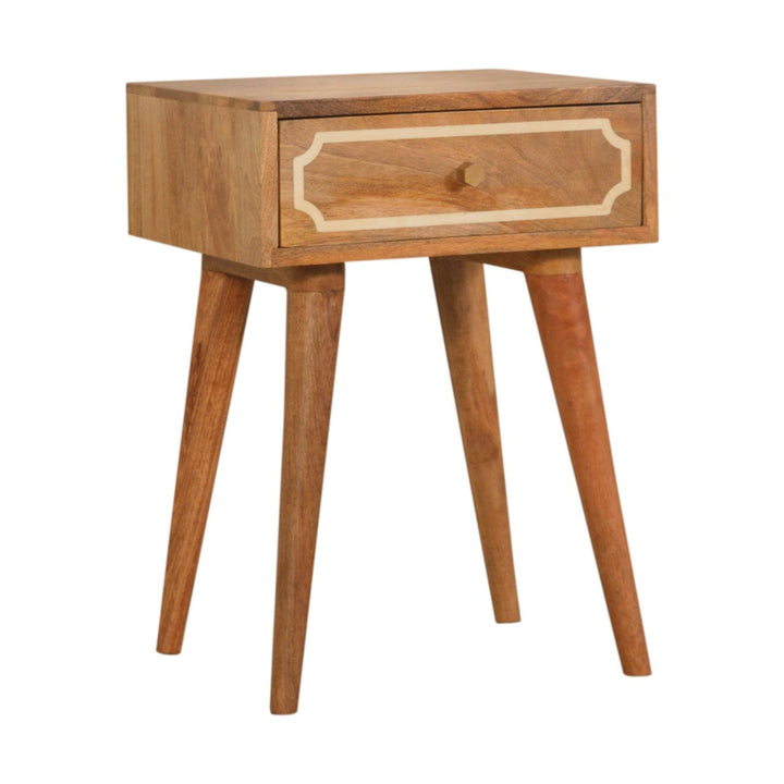 Handcrafted Nepal Nightstand - Solid Mango Wood Bedside Table for Bedroom - main view showing handcrafted solid mango...