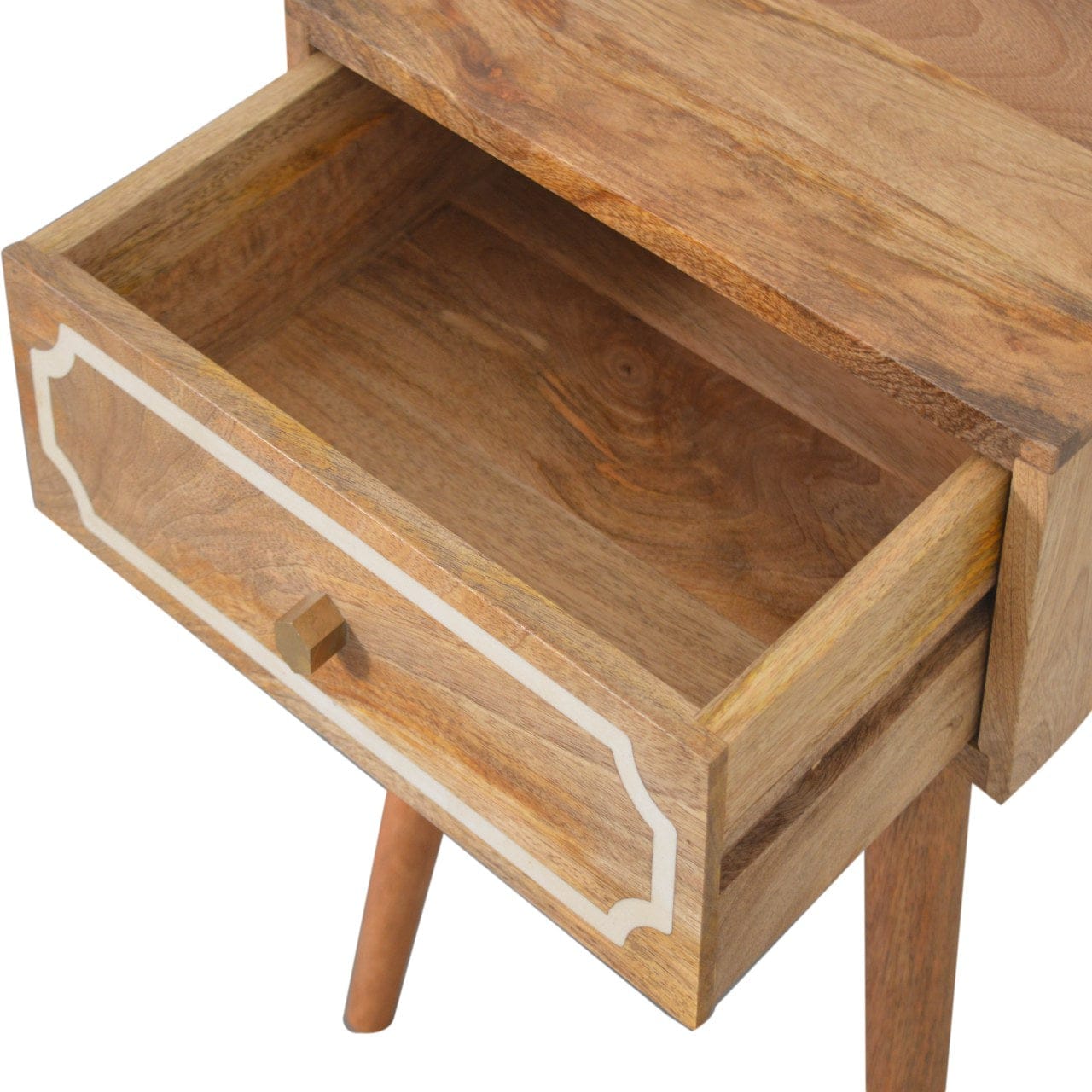 Handcrafted Nepal Nightstand - Solid Mango Wood Bedside Table for Bedroom - product view 5 showing handcrafted solid...