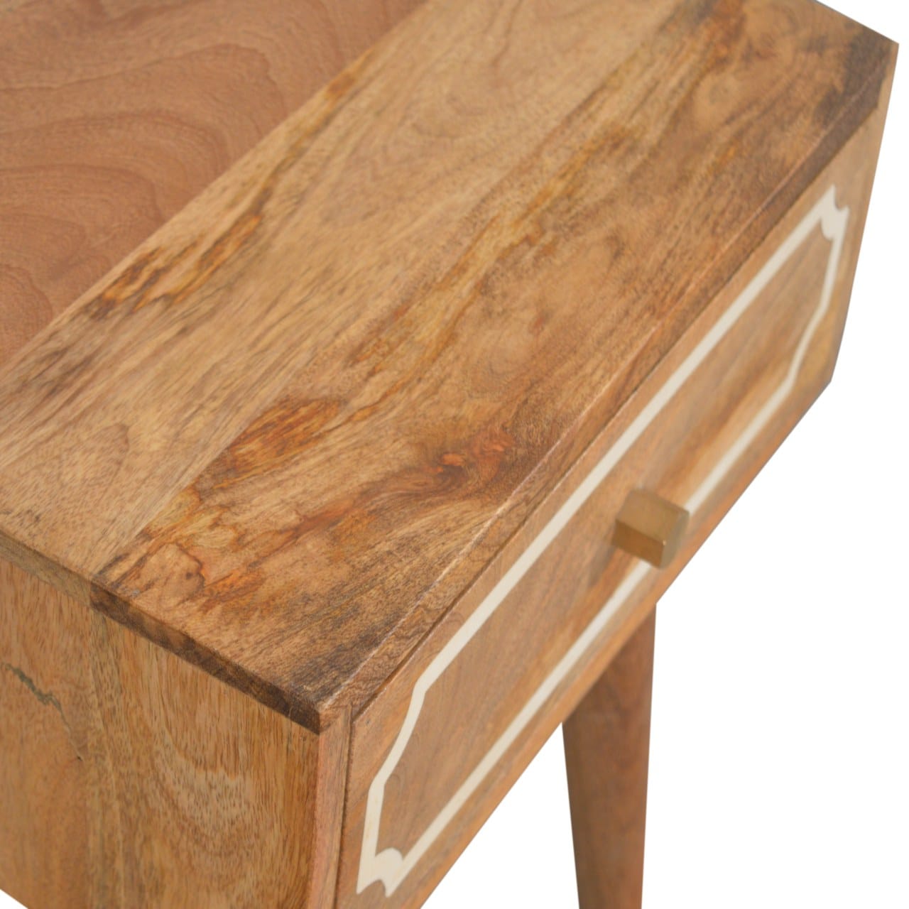 Handcrafted Nepal Nightstand - Solid Mango Wood Bedside Table for Bedroom - product view 4 showing handcrafted solid...
