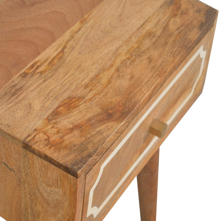 Handcrafted Nepal Nightstand - Solid Mango Wood Bedside Table for Bedroom - product view 4 showing handcrafted solid...