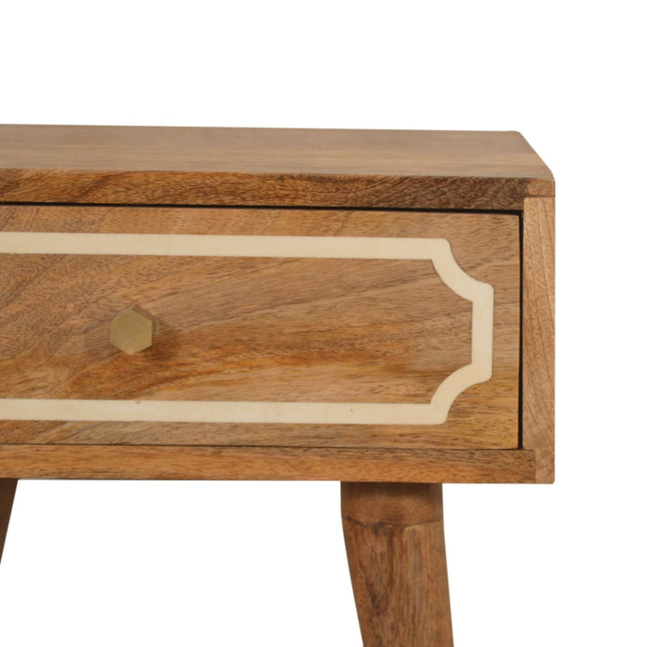 Handcrafted Nepal Nightstand - Solid Mango Wood Bedside Table for Bedroom - product view 3 showing handcrafted solid...