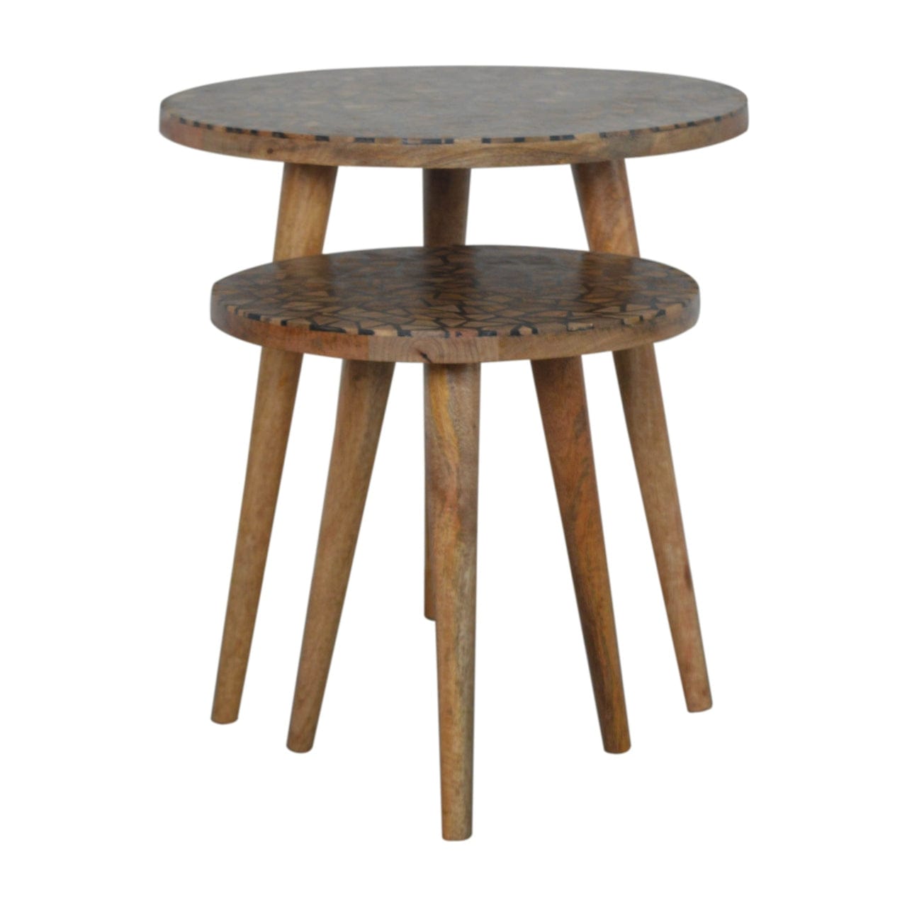 Handcrafted Tree Trunk Footstool - Solid Mango Wood Accent Stool for Living Room - product view 3 showing handcrafted...