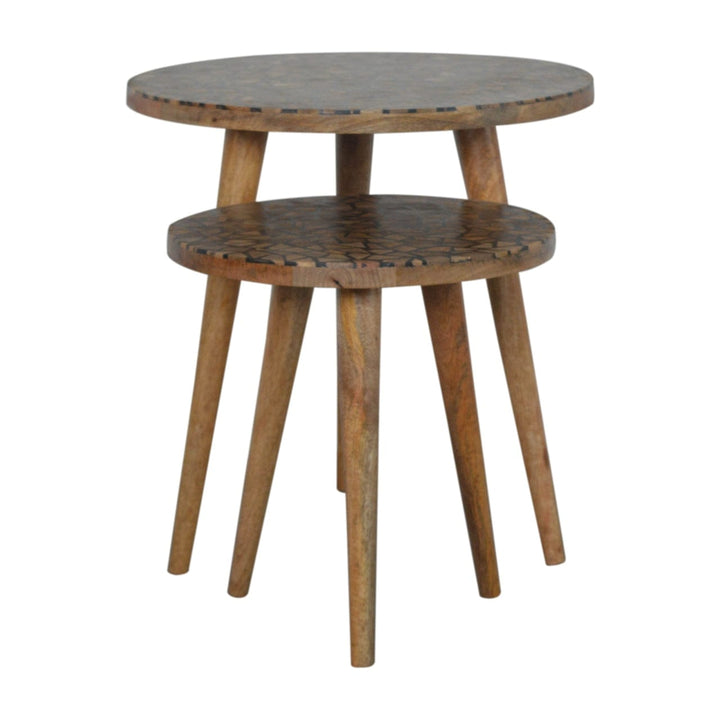 Handcrafted Tree Trunk Footstool - Solid Mango Wood Accent Stool for Living Room - product view 3 showing handcrafted...