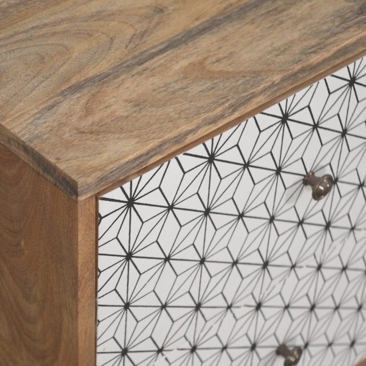 Handcrafted Prima 2 Drawer Nightstand - Solid Mango Wood Bedside Table for Bedroom - product view 4 showing handcrafted...