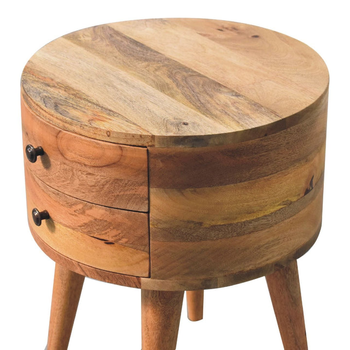 Handcrafted Odyssey Oak-ish Nightstand - Solid Mango Wood Bedside Table for Bedroom - product view 5 showing handcrafted...