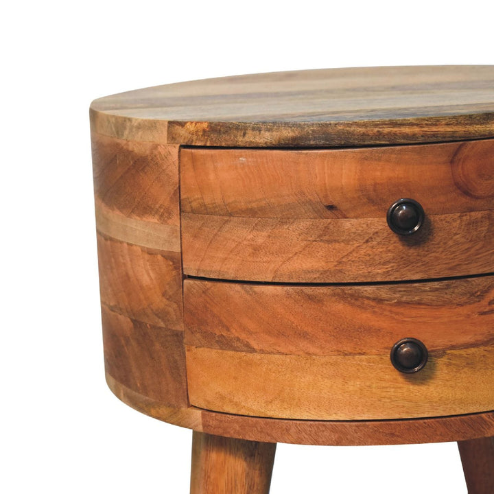 Handcrafted Odyssey Oak-ish Nightstand - Solid Mango Wood Bedside Table for Bedroom - product view 4 showing handcrafted...