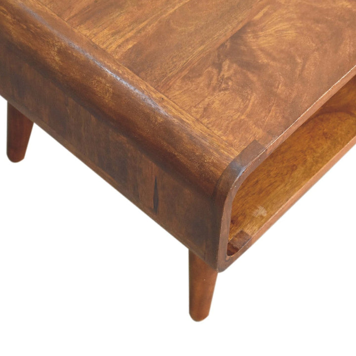 Handcrafted Open Chestnut Coffee Table - Solid Mango Wood Center Table for Living Room - product view 7 showing...