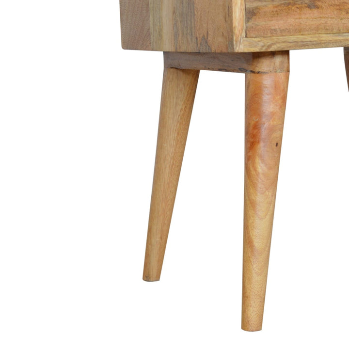 Handcrafted Open Slot Nightstand - Solid Mango Wood Bedside Table for Bedroom - product view 5 showing handcrafted solid...