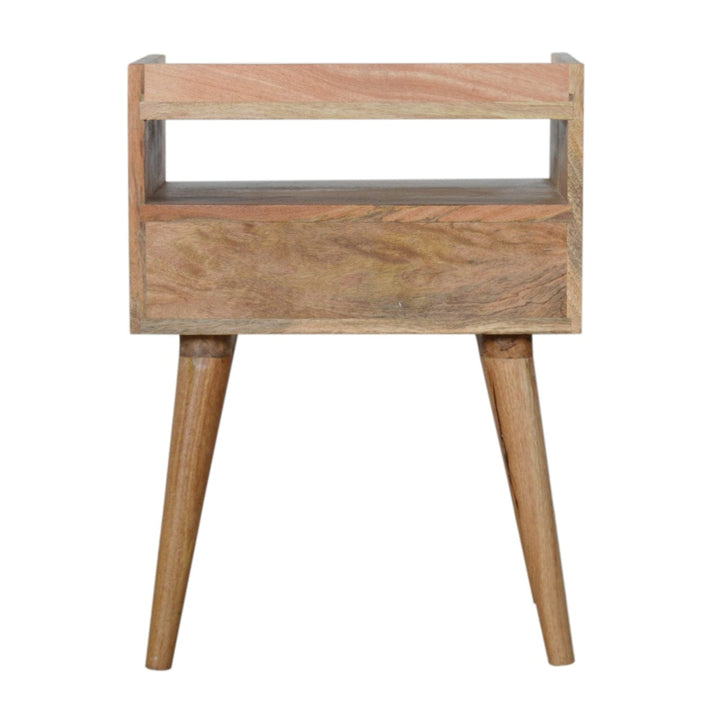 Handcrafted Open Slot Nightstand - Solid Mango Wood Bedside Table for Bedroom - product view 8 showing handcrafted solid...
