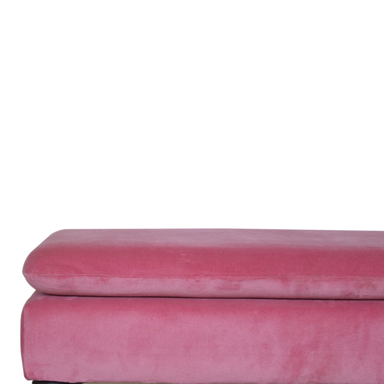 Handcrafted Pink Velvet Castor Bench - Solid Mango Wood Seating Furniture for Entryway - product view 7 showing...
