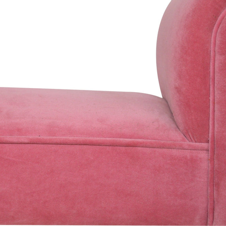 Handcrafted Pink Velvet Bench - Solid Mango Wood Seating Furniture for Entryway - product view 6 showing handcrafted...