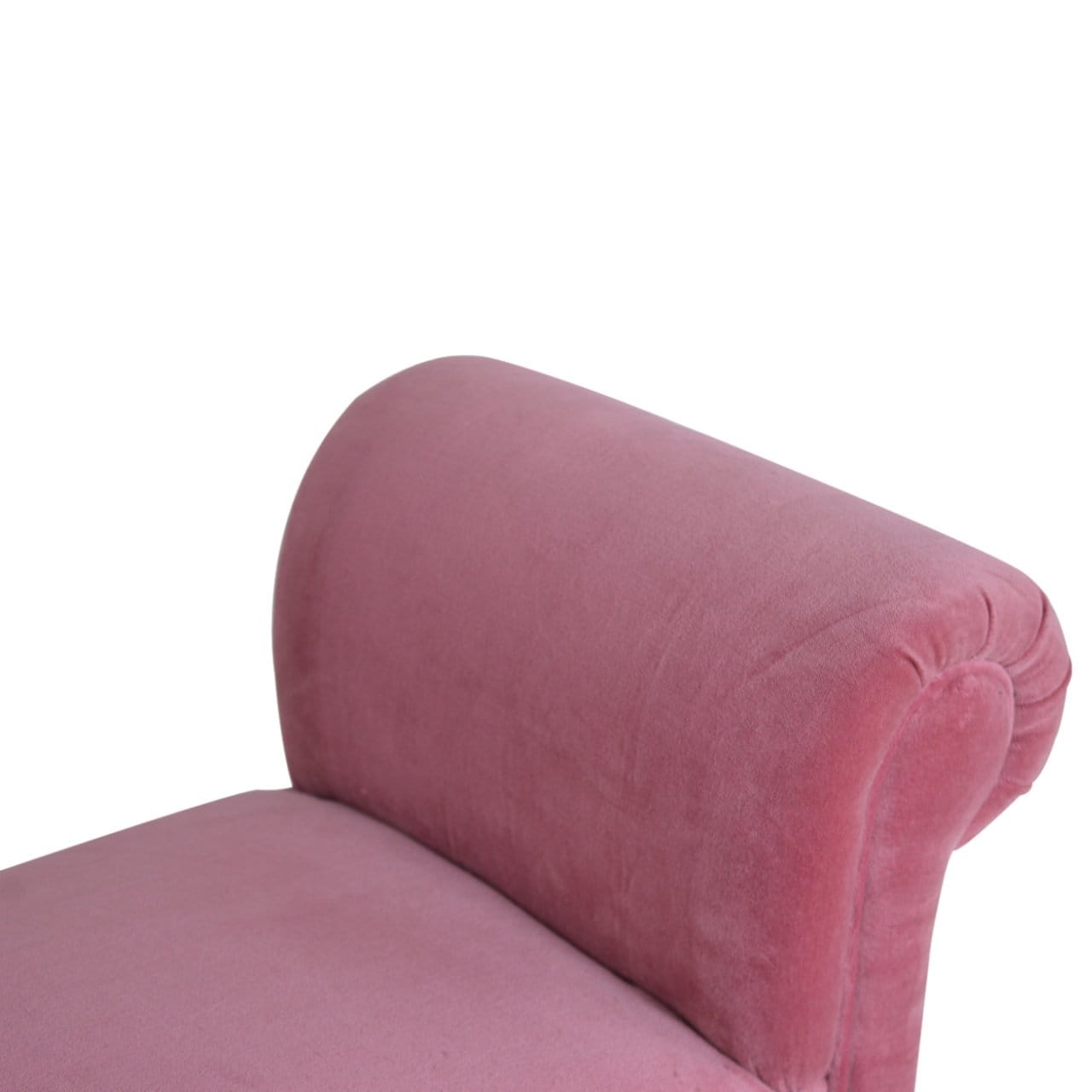 Handcrafted Pink Velvet Bench - Solid Mango Wood Seating Furniture for Entryway - product view 4 showing handcrafted...