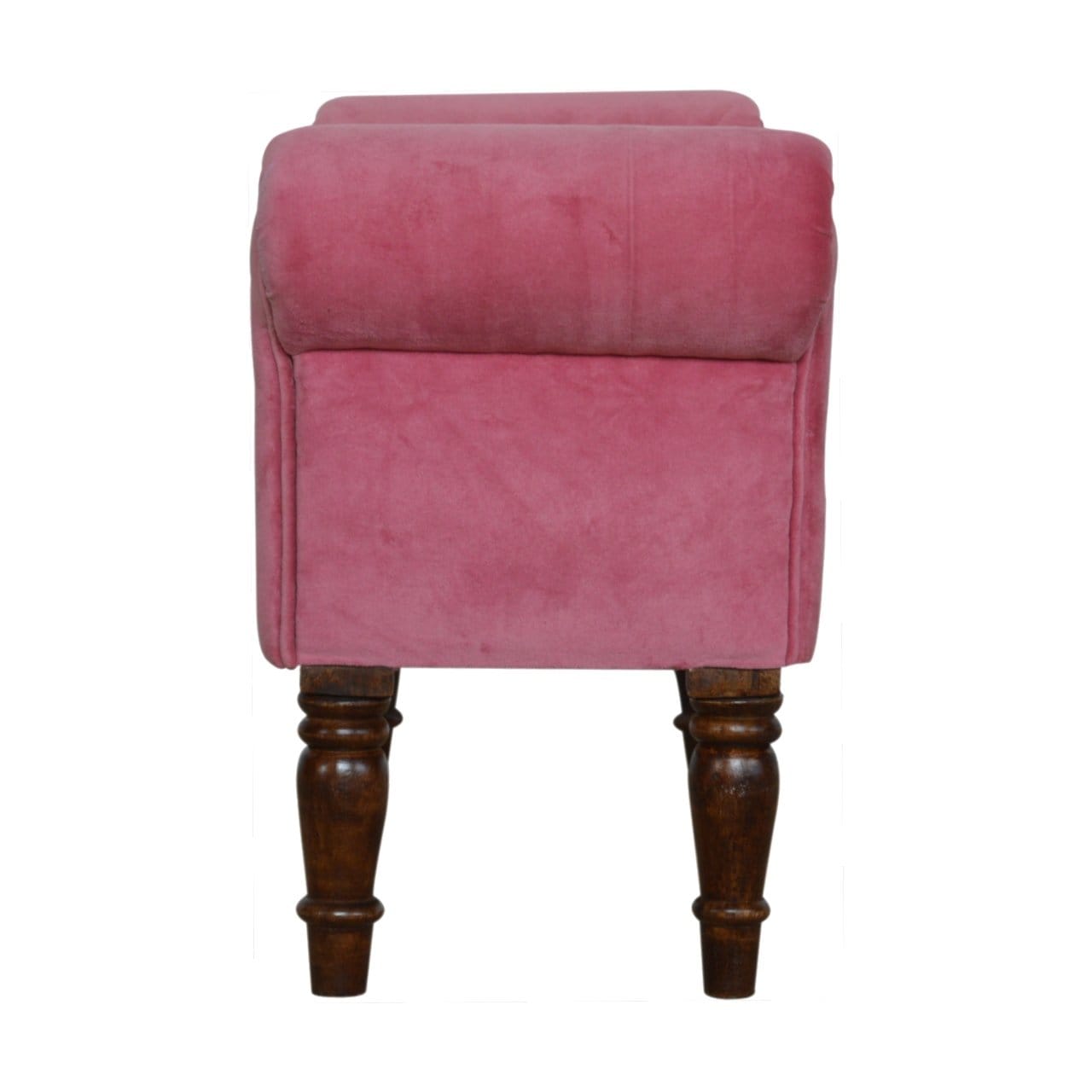 Handcrafted Pink Velvet Bench - Solid Mango Wood Seating Furniture for Entryway - product view 8 showing handcrafted...