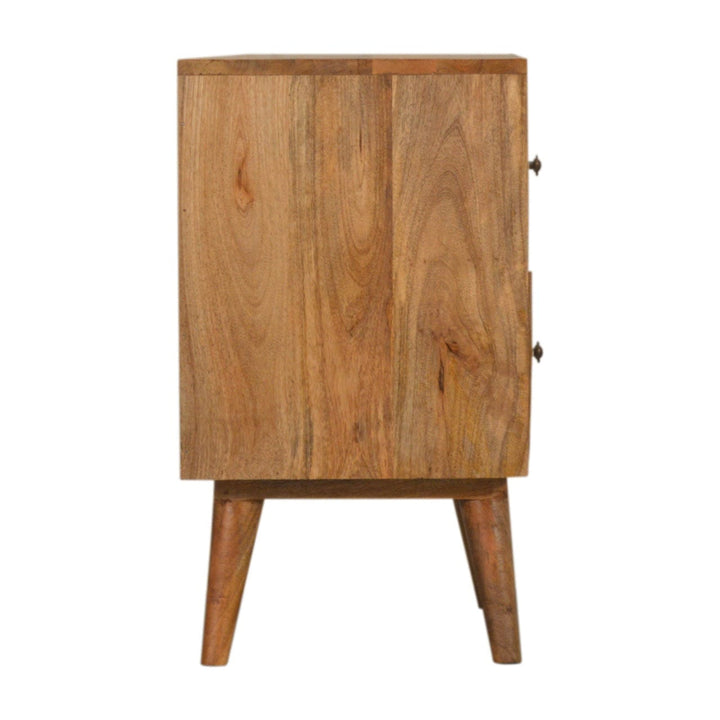 Handcrafted Prima 2 Drawer Nightstand - Solid Mango Wood Bedside Table for Bedroom - product view 7 showing handcrafted...